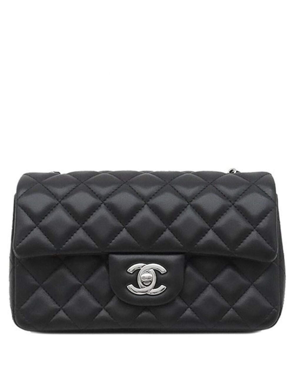 Chanel Shoulder Bag Mini Quilted 20 Lambskin Black Silver